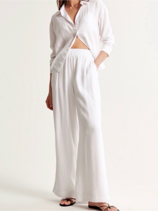 Abercrombie & Fitch Pants - Abercrombie & Fitch White Wide-Leg Elastic-Waist Pants